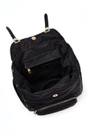 Kadın Siyah Kumaş Charmlı Sırt Çantası | Derimod Kadın Siyah Kumaş Charmlı Sırt Çantası | Derimod