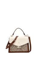 Woman Beige Long Strap Patterned Shoulder Bag | Derimod Woman Beige Long Strap Patterned Shoulder Bag | Derimod