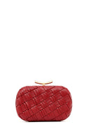 Women's Burgundy Long Chain Strap Mini Knitted Clutch Bag | Derimod Women's Burgundy Long Chain Strap Mini Knitted Clutch Bag | Derimod