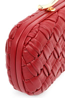 Women's Burgundy Long Chain Strap Mini Knitted Clutch Bag | Derimod Women's Burgundy Long Chain Strap Mini Knitted Clutch Bag | Derimod