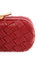 Women's Burgundy Long Chain Strap Mini Knitted Clutch Bag | Derimod Women's Burgundy Long Chain Strap Mini Knitted Clutch Bag | Derimod