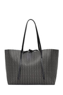 Kadın Siyah Aksesuarlı Baskılı Omuz Çantası | Derimod Kadın Siyah Aksesuarlı Baskılı Omuz Çantası | Derimod