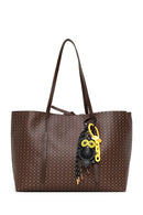 Kadın Kahverengi Aksesuarlı Baskılı Omuz Çantası | Derimod Kadın Kahverengi Aksesuarlı Baskılı Omuz Çantası | Derimod