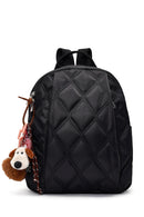 Kadın Siyah Aksesuarlı Kapitone Sırt Çantası | Derimod Kadın Siyah Aksesuarlı Kapitone Sırt Çantası | Derimod