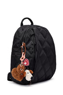 Kadın Siyah Aksesuarlı Kapitone Sırt Çantası | Derimod Kadın Siyah Aksesuarlı Kapitone Sırt Çantası | Derimod