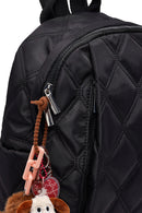 Kadın Siyah Aksesuarlı Kapitone Sırt Çantası | Derimod Kadın Siyah Aksesuarlı Kapitone Sırt Çantası | Derimod