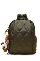 Kadın Haki Aksesuarlı Kapitone Sırt Çantası | Derimod Kadın Haki Aksesuarlı Kapitone Sırt Çantası | Derimod