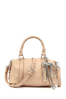 Women's Beige Long Strap Charm Mini Shoulder Bag | Derimod Women's Beige Long Strap Charm Mini Shoulder Bag | Derimod