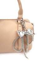 Women's Beige Long Strap Charm Mini Shoulder Bag | Derimod Women's Beige Long Strap Charm Mini Shoulder Bag | Derimod