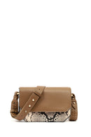 Women's Beige Long Strap Patterned Crossbody Bag | Derimod Women's Beige Long Strap Patterned Crossbody Bag | Derimod