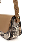 Women's Beige Long Strap Patterned Crossbody Bag | Derimod Women's Beige Long Strap Patterned Crossbody Bag | Derimod