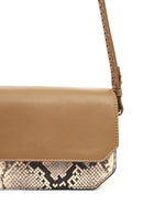 Women's Beige Long Strap Patterned Crossbody Bag | Derimod Women's Beige Long Strap Patterned Crossbody Bag | Derimod