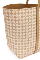 Women's Beige Printed Charm Shoulder Bag | Derimod Women's Beige Printed Charm Shoulder Bag | Derimod