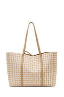 Women's Beige Printed Charm Shoulder Bag | Derimod Women's Beige Printed Charm Shoulder Bag | Derimod