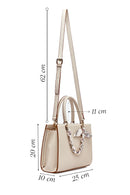 Woman Cream Long-Strap Accessorized Shoulder Bag | Derimod Woman Cream Long-Strap Accessorized Shoulder Bag | Derimod