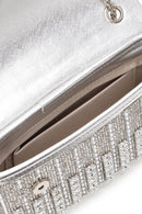 Women's Silver Chain Strap Embellished Evening Bag | Derimod Women's Silver Chain Strap Embellished Evening Bag | Derimod
