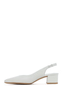 Kadın Bej Arkası Açık Kalın Kısa Topuklu Deri Ayakkabı | Derimod Kadın Bej Arkası Açık Kalın Kısa Topuklu Deri Ayakkabı | Derimod