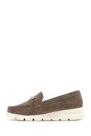 Kadın Vizon Dolgu Topuklu Süet Deri Konfor Loafer | Derimod Kadın Vizon Dolgu Topuklu Süet Deri Konfor Loafer | Derimod