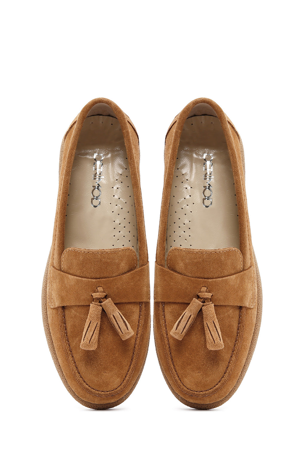 Kadın Taba Süet Deri Konfor Loafer