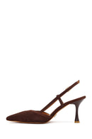 Kadın Kahverengi Arkası Açık İnce Topuklu Süet Deri Ayakkabı | Derimod Kadın Kahverengi Arkası Açık İnce Topuklu Süet Deri Ayakkabı | Derimod