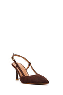 Kadın Kahverengi Arkası Açık İnce Topuklu Süet Deri Ayakkabı | Derimod Kadın Kahverengi Arkası Açık İnce Topuklu Süet Deri Ayakkabı | Derimod