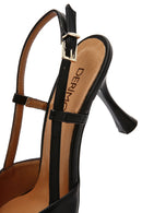 Kadın Siyah Arkası Açık Topuklu Deri Ayakkabı | Derimod Kadın Siyah Arkası Açık Topuklu Deri Ayakkabı | Derimod