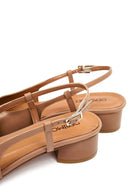 Kadın Bej Arkası Açık Kısa Kalın Topuklu Deri Babet | Derimod Kadın Bej Arkası Açık Kısa Kalın Topuklu Deri Babet | Derimod