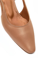 Kadın Bej Arkası Açık Kısa Kalın Topuklu Deri Babet | Derimod Kadın Bej Arkası Açık Kısa Kalın Topuklu Deri Babet | Derimod