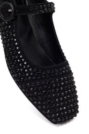 Kadın Siyah Taşlı Deri Babet | Derimod Kadın Siyah Taşlı Deri Babet | Derimod