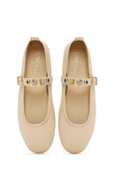 Kadın Krem Tokalı Deri Babet | Derimod Kadın Krem Tokalı Deri Babet | Derimod