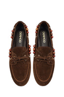 Kadın Kahverengi Aksesuar Detaylı Süet Deri Loafer | Derimod Kadın Kahverengi Aksesuar Detaylı Süet Deri Loafer | Derimod