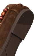 Kadın Kahverengi Aksesuar Detaylı Süet Deri Loafer | Derimod Kadın Kahverengi Aksesuar Detaylı Süet Deri Loafer | Derimod