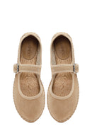 Kadın Bej Bantlı Süet Deri Espadril | Derimod Kadın Bej Bantlı Süet Deri Espadril | Derimod