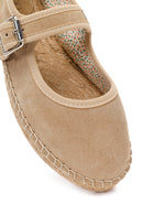 Kadın Bej Bantlı Süet Deri Espadril | Derimod Kadın Bej Bantlı Süet Deri Espadril | Derimod