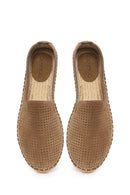 Woman Mink Patterned Suede Leather Espadrille | Derimod Woman Mink Patterned Suede Leather Espadrille | Derimod