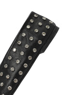 Kadın Siyah Taşlı Deri Babet | Derimod Kadın Siyah Taşlı Deri Babet | Derimod