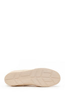 Woman Beige Lace-Up Leather Sneakers | Derimod Woman Beige Lace-Up Leather Sneakers | Derimod