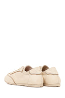 Woman Beige Lace-Up Leather Sneakers | Derimod Woman Beige Lace-Up Leather Sneakers | Derimod