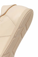 Woman Beige Lace-Up Leather Sneakers | Derimod Woman Beige Lace-Up Leather Sneakers | Derimod