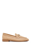 Kadın Bej Tokalı Maskülen Deri Loafer | Derimod Kadın Bej Tokalı Maskülen Deri Loafer | Derimod