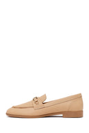 Kadın Bej Tokalı Maskülen Deri Loafer | Derimod Kadın Bej Tokalı Maskülen Deri Loafer | Derimod