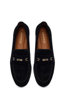 Kadın Siyah Tokalı Süet Deri Maskülen Loafer | Derimod Kadın Siyah Tokalı Süet Deri Maskülen Loafer | Derimod