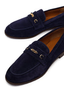 Kadın Lacivert Tokalı Süet Deri Maskülen Loafer | Derimod Kadın Lacivert Tokalı Süet Deri Maskülen Loafer | Derimod