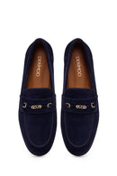 Kadın Lacivert Tokalı Süet Deri Maskülen Loafer | Derimod Kadın Lacivert Tokalı Süet Deri Maskülen Loafer | Derimod