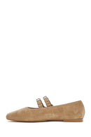 Kadın Vizon Çift Tokalı Süet Deri Babet | Derimod Kadın Vizon Çift Tokalı Süet Deri Babet | Derimod