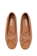 Woman Beige Braided Leather Ballet Flat | Derimod Woman Beige Braided Leather Ballet Flat | Derimod