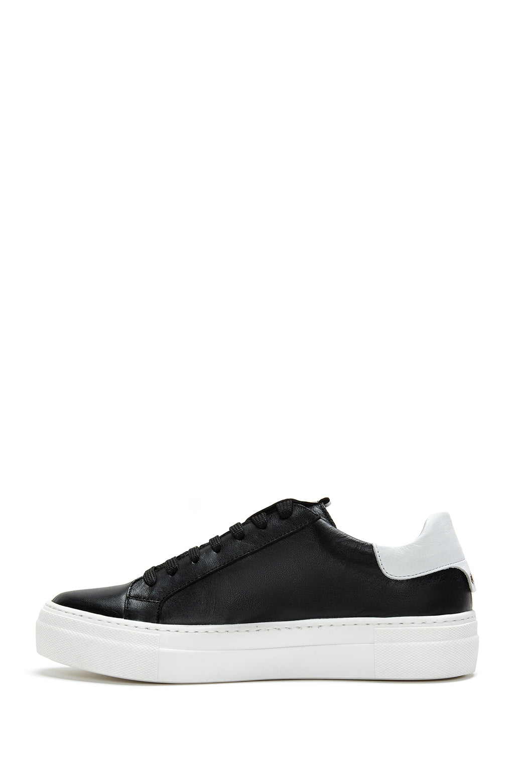 Kadın Siyah Bağcıklı Kalın Tabanlı Deri Sneaker