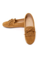 Kadın Camel Püsküllü Süet Deri Loafer | Derimod Kadın Camel Püsküllü Süet Deri Loafer | Derimod
