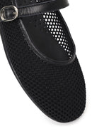 Woman Black Buckled Mesh Ballerine flats | Derimod Woman Black Buckled Mesh Ballerine flats | Derimod