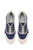 Kadın Mavi Bağcıklı Jean Deri Sneaker | Derimod Kadın Mavi Bağcıklı Jean Deri Sneaker | Derimod